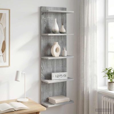 vidaXL Stenná polica Sivý Sonoma 30 x 15 x 100 cm Kompozitné drevo