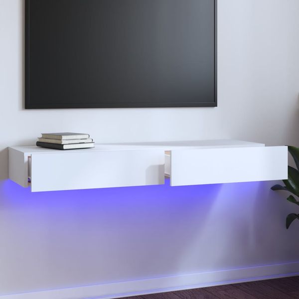 vidaXL TV skrinka s LED svetlami biela 120x35x15,5 cm