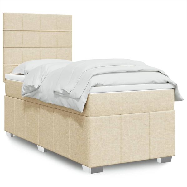 vidaXL Boxspring posteľ s matracom krémová 100x200 cm látka