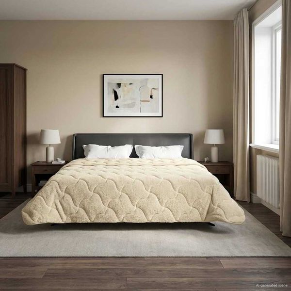 vidaXL Prikrývka na celý rok Šnurovaný Krémová 200 x 220 cm