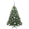 vidaXL Umelý vianočný stromček s 150 LED-i Zelená 120 cm PE a PVC