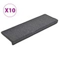 vidaXL Schodové rohože 10 ks 65x21x4 cm tmavošedé s obdĺžnikovým okrajom
