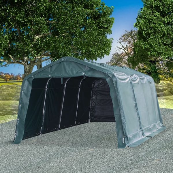 vidaXL Odnímateľný prístrešok pre dobytok PVC 550 g/m², 3,3x6,4 m, zelený