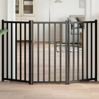vidaXL Brána pre psa skladacia 3 panely 150 cm masívne jedľové drevo