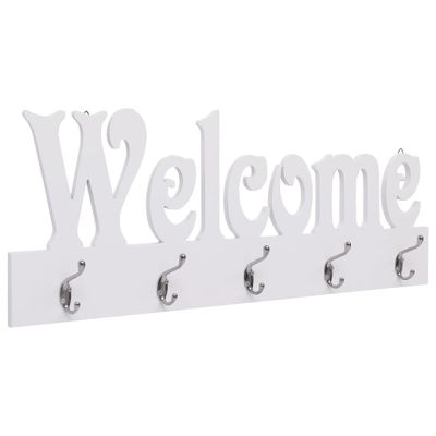 vidaXL Nástenný vešiak WELCOME biely 74x29,5 cm