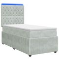 vidaXL LED boxspring posteľ s matracom Svetlosivá 100 x 200 cm Zamat