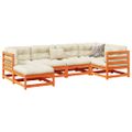 vidaXL 6-dielna záhrad. sedacia súprava vankúše vosková hnedá borovica