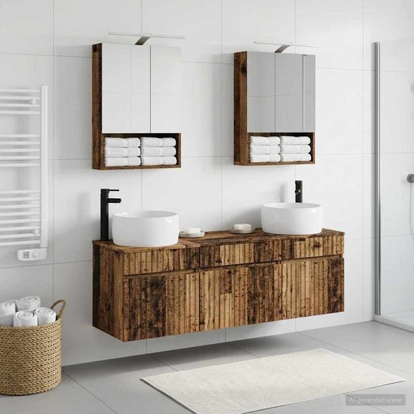 vidaXL Set kabinetov do kúpeľne 5 pcs Staré drevo 50 x 14,5 x 70 cm