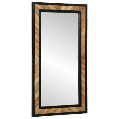vidaXL Nástenné zrkadlo Obdĺžnikový Čierna a Hnedá 50 x 2 x 90 cm