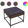 vidaXL Konferenčný stolík s nekonečnými LED hnedý dub 50x50x41 cm