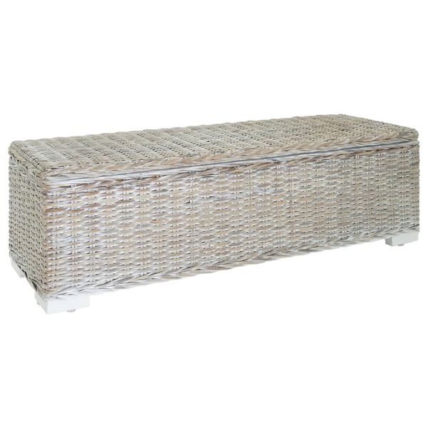 vidaXL Úložný box biely 110 cm prírodný ratan Kubu a masívny mahagón