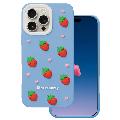 Púzdro Strawberry pre iPhone 16 Pro Max 6,9" modrá