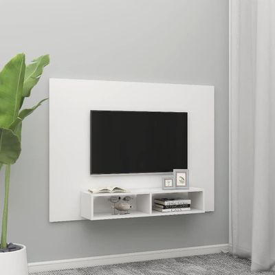 vidaXL Nástenná TV skrinka biela 135x23,5x90 cm spracované drevo