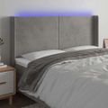 vidaXL Čelo postele s LED bledosivé 183x16x118/128 cm zamat