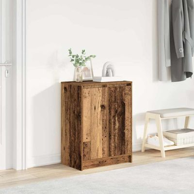 vidaXL Botník staré drevo 57x34x76 cm kompozitné drevo