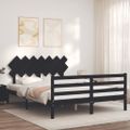 vidaXL Rám postele s čelom čierny 140x190 cm masívne drevo
