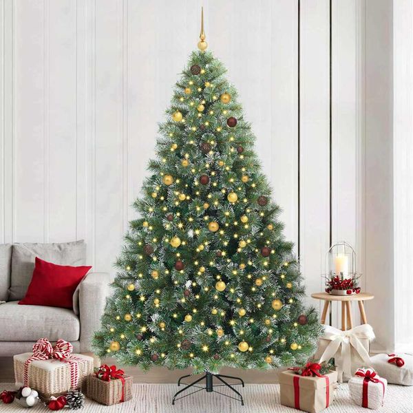 vidaXL Umelý vianočný stromček s 300 LED-i Zelená 240 cm PE a PVC