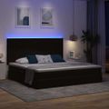 vidaXL LED úložná posteľ s matracom Čierna 200 x 200 cm Zamat