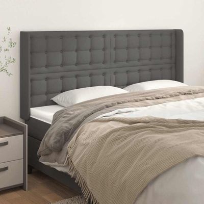 vidaXL Čelo postele so záhybmi sivé 203x16x118/128 cm umelá koža