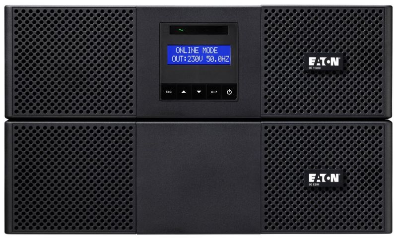 EATON UPS 9E 11000i Rack6U, 11kVA, 10kW, 1/1 fáza UPS, 11 kVA, 10 kW, online dvojitá konverzia, rack 6U, pevné pripojenie, sínusový výstup, 95% účinnosť