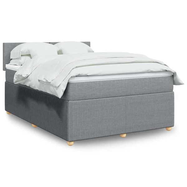 vidaXL Boxspring posteľ s matracom bledosivý 140x190 cm látka