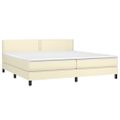 vidaXL Boxspring posteľ s matracom a LED krémová 200x200 cm umelá koža