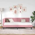 vidaXL Rohový rám postele s čelnou doskou Ružová 80 cm x 200 cm Zamat