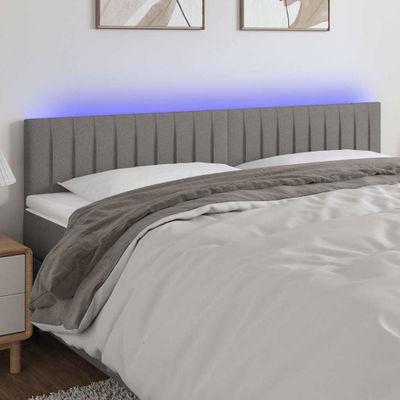 vidaXL Čelo postele s LED tmavosivé 160x5x78/88 cm látka