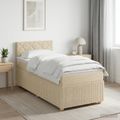 vidaXL Posteľ boxspring s matracom Krémová 80 x 200 cm Látka