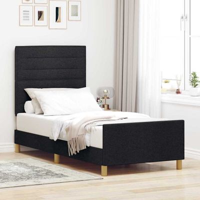 vidaXL Rám postele s čelnou doskou Čierna 100 x 200 cm látka