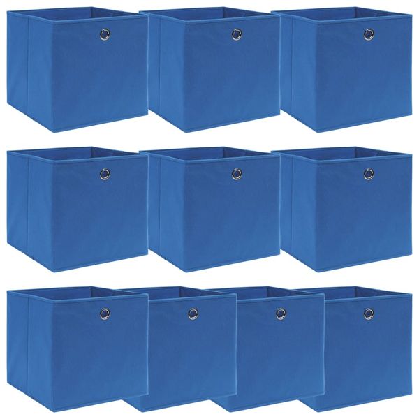 vidaXL Úložné boxy 10 ks, modré 32x32x32 cm, látka