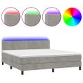 vidaXL Posteľ boxsping s matracom a LED bledosivá 180x200 cm zamat