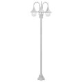 vidaXL Záhradná stĺpová lampa E27 220 cm hliníková 3 lampáše biela