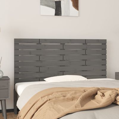 vidaXL Nástenné čelo postele sivé 126x3x63 cm masívna borovica