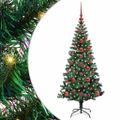 vidaXL Umelý predsvietený vianočný stromček Zelená 120 cm PVC a kov