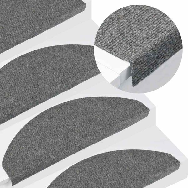 vidaXL Samolepiace nášľapy na schody 15 ks 65x22,5x3,5 cm sivé