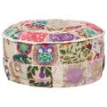 vidaXL Patchwork taburetka z bavlny okrúhla 40x20 cm béžová
