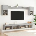 vidaXL 6-dielne TV nástenné skrinky s LED betónovo sivé kompozit.drevo