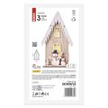 LED dekor. drevená – dom so snehuliakmi, 28,5 cm, 2x AA, vnútorná, teplá biela, časovač