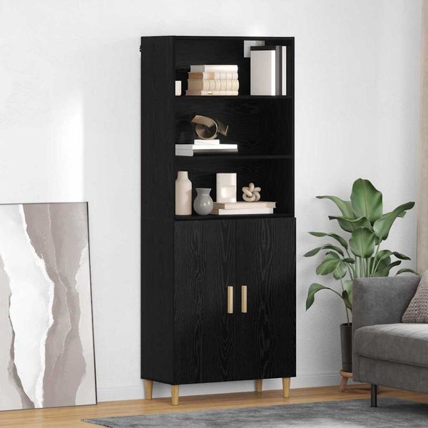 vidaXL Highboard Čierny dub 69,5 x 32,5 x 180 cm Kompozitné drevo