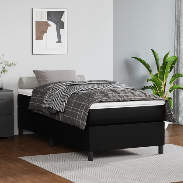 vidaXL Posteľný rám s boxspringom čierny 100x200 cm umelá koža