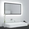 vidaXL LED kúpeľňové zrkadlo lesklé sivé 80x8,5x37 cm akryl