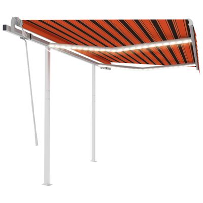 vidaXL Ručne zaťahovacia markíza s LED 3,5x2,5 m oranžovo-hnedá