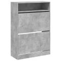 vidaXL Botník s 2 výklopnými zásuvkami betónový sivý 80x34x116 cm