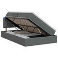vidaXL LED úložná posteľ s matracom Tmavosivá 120 x 190 cm Látka