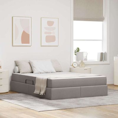 vidaXL Postel s úložným prostorem a matrací Sivohnedá 140 x 200 cm