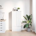 vidaXL Skrinka so zásuvkou Biela 55,5x34x119,5 cm Konštrukčné drevo