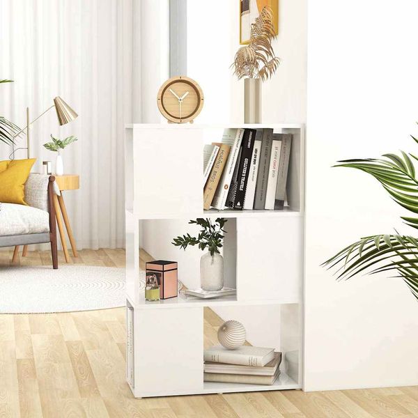 vidaXL Knižnica/deliaca stena lesklá biela 60x24x94cm kompozitné drevo