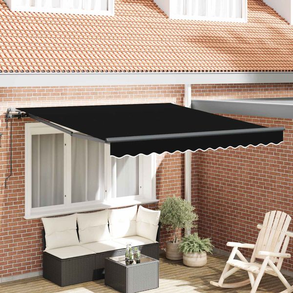 vidaXL Sklopná markíza Čierna 350 x 250 cm Tkanina a hliník