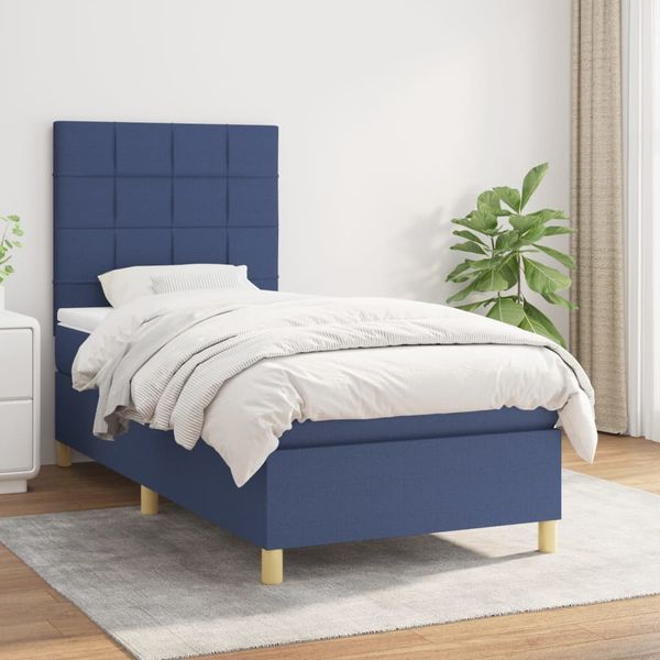 vidaXL Boxspring posteľ s matracom modrá 100x200 cm látka